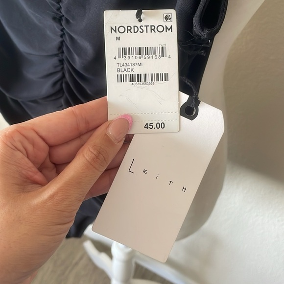 LEITH Ruched V-neck‎ Sleeveless Thong Bodysuit In Black M - Picture 5 of 8